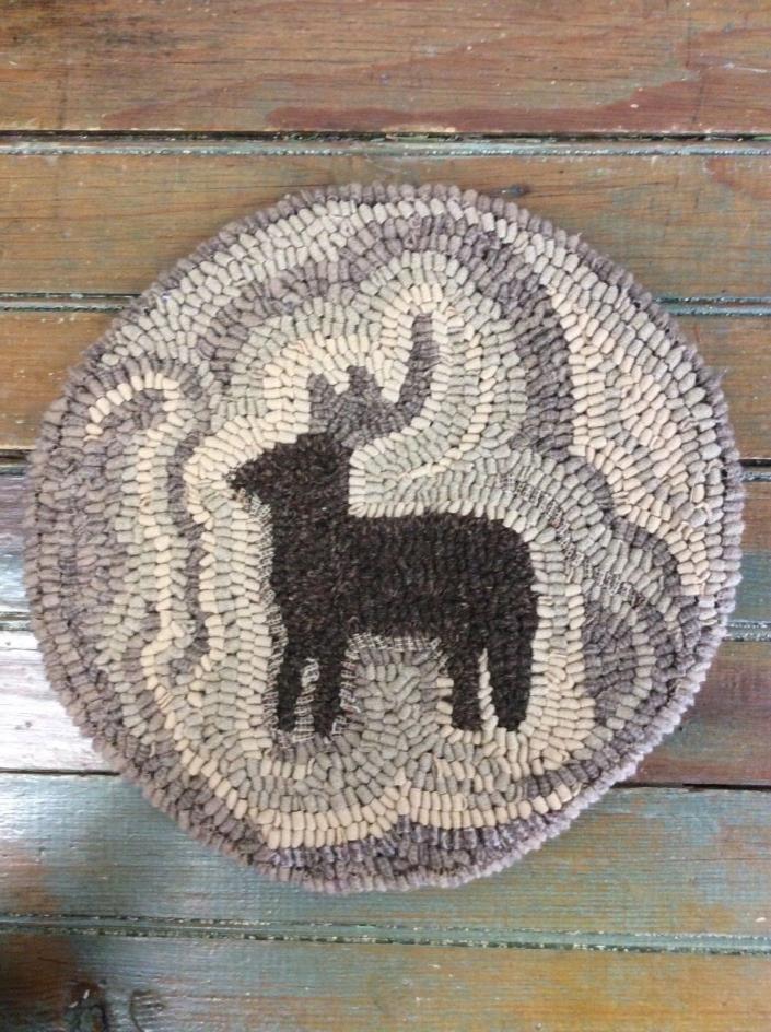 Vintage wool hand hooked rug