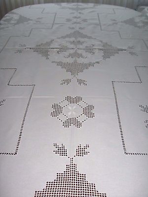 Hardanger Tablecloth White on White Embroidery  133