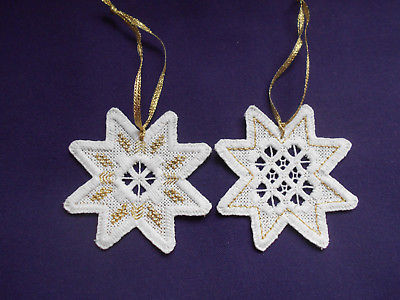 2 Beautiful Hardanger Star ?? Christmas ?? Ornaments