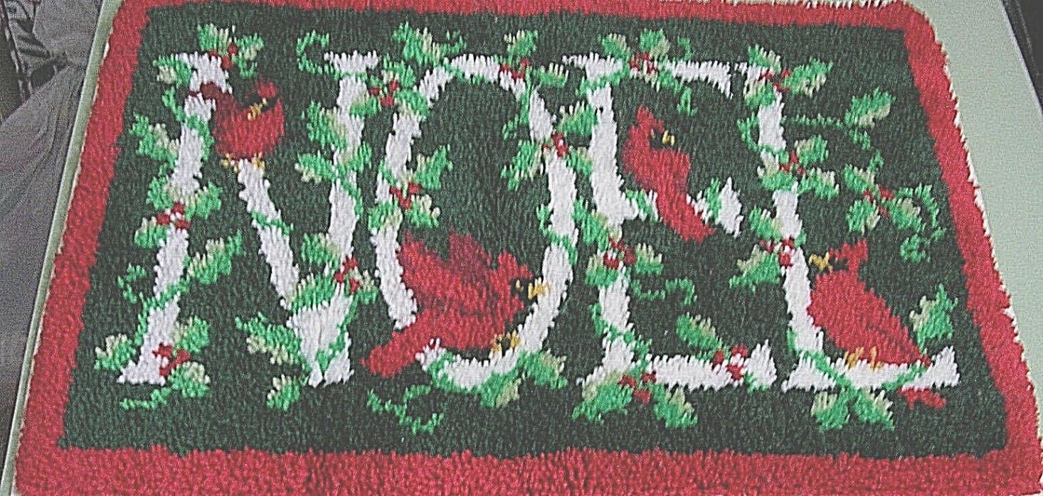 Handmade Christmas Wall Decor NOEL Latch Hook Cardinals Completed 25X37