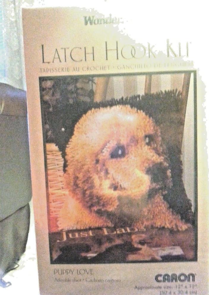 Caron Wonderart Latch Hook Craft Kit PUPPY LOVE Art # 4670 12x12 New Sealed dog