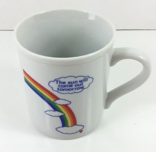 Rainbow Sun Will Come Out Tomorrow Mug Cup Clouds White Pride LGBT Inspirational