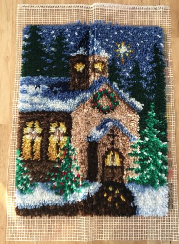 Latch Hook Wall Hanging Church Winter Christmas Complete