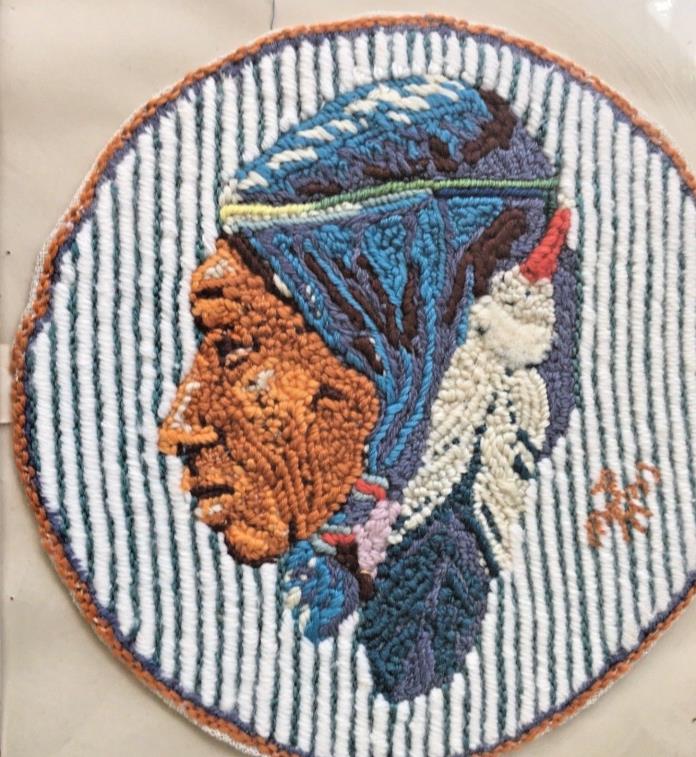 Finished Crewel Indian Native American First Nations Completed Circle Framed