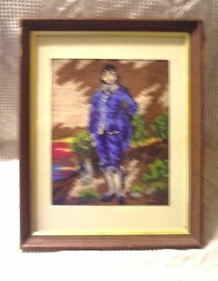 Finished Needlepoint Of Little Boy Blue, Framed & Matted