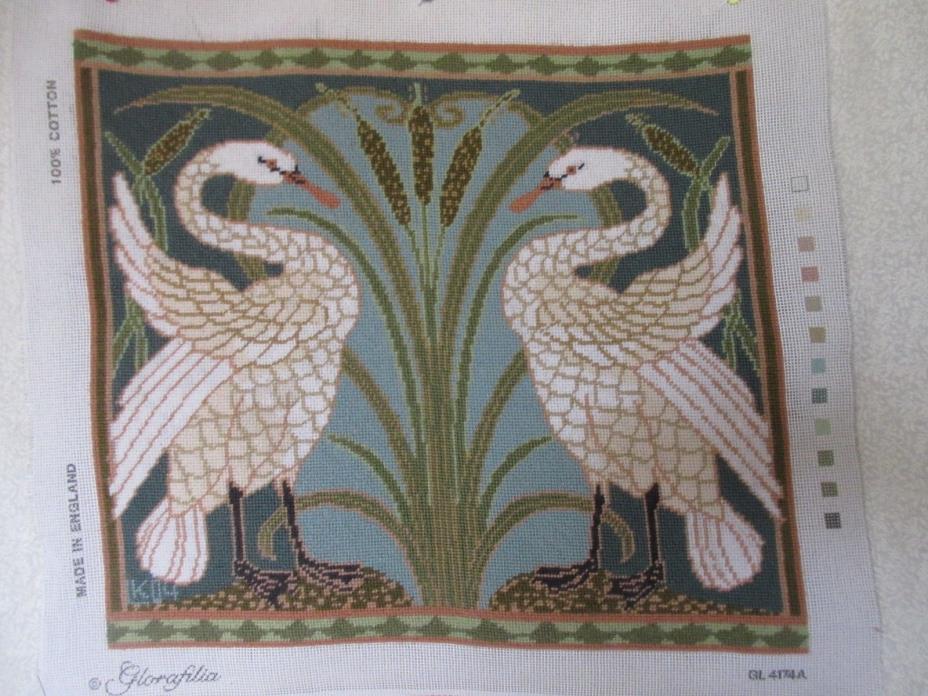 Glorafilia Kit Stitching Completed Tapestry Needlepoint Swans Cushion GL4174A
