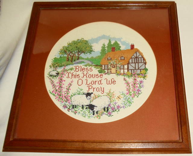 CREATIVE CIRCLE Vintage BLESS THIS HOUSE O LORD Counted CROSS STITCH -1980's