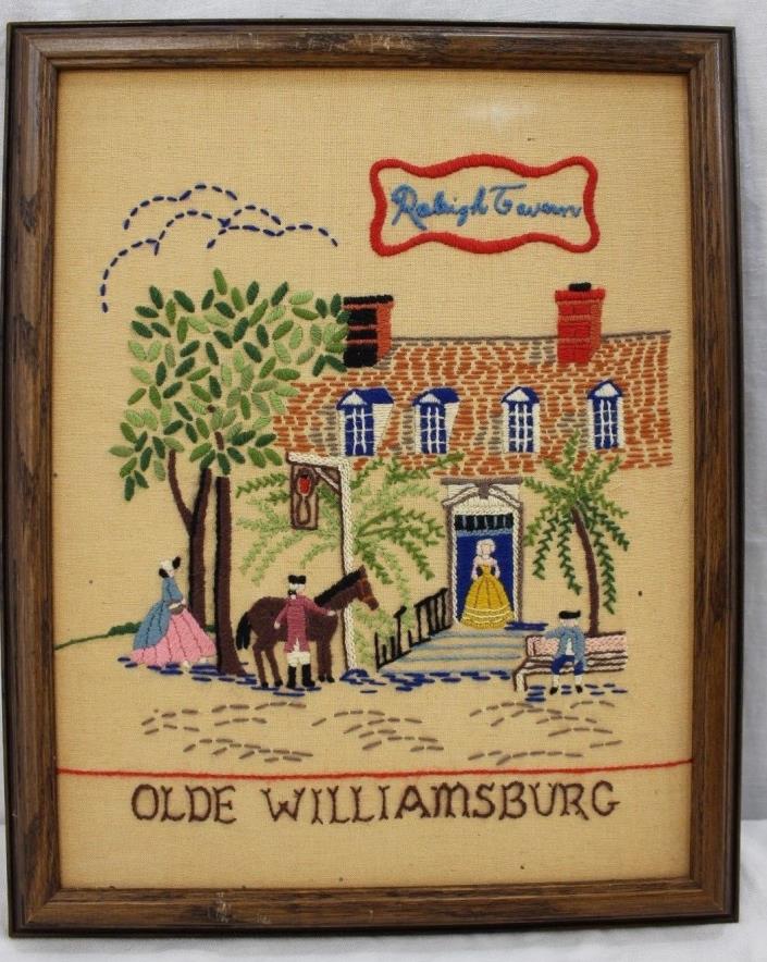 Vintage Olde Williamsburg Raleigh Tavern Finished Frame Needlecraft Embroidery