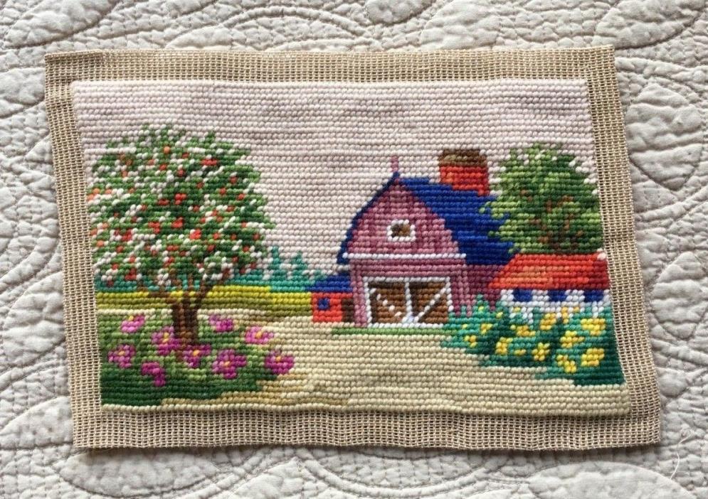 Bucilla Needlepoint Picture Kit No. 4444 Summer Barn Scene Completed with Frame