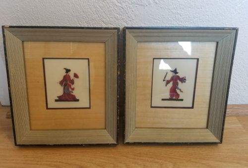 Two Vintage Oriental Needlepoint Pictures
