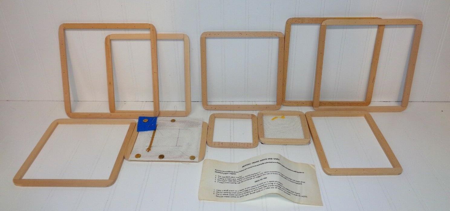 Vintage Square Wood Nesting Frames for Needlepoint Embroidery