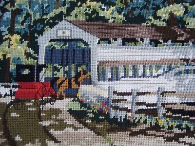 VTG 1987 DIMENSIONS NEEDLEPOINT COVERED BRIDGE Completed Wool 12
