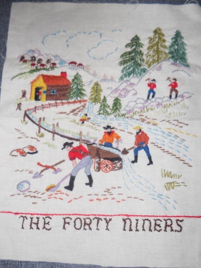 VINTAGE Art HAND EMBROIDERY UNFRAMED NEEDLEWORK 