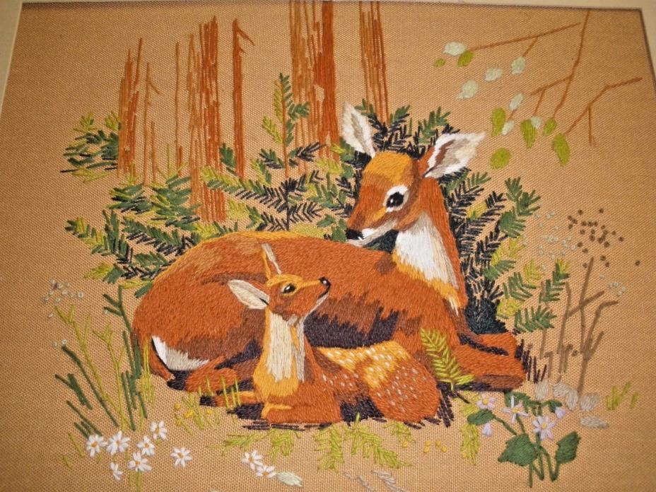 Finished Needlepoint picture DEER & FAWN 13