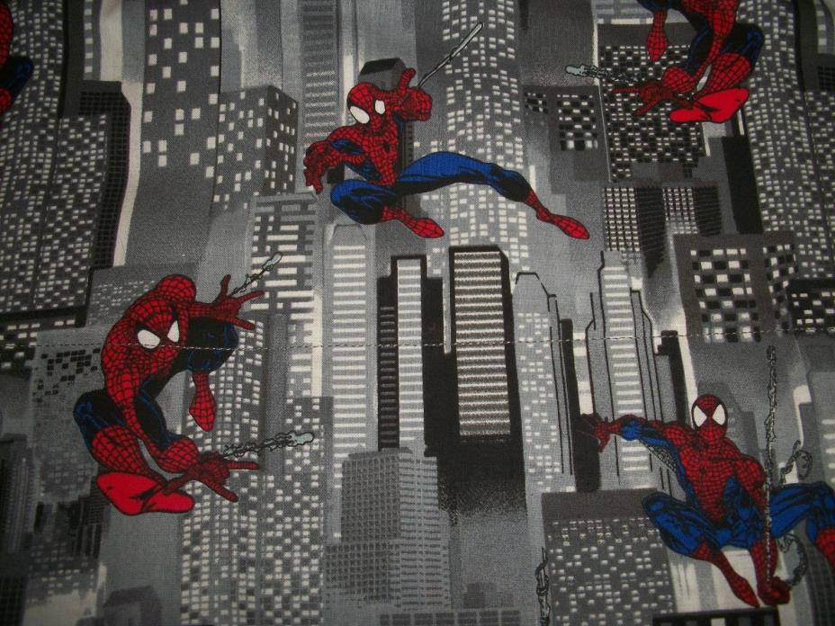 Set of 2 Spiderman on Grey Cotton Pillowcases! New! Handmade!