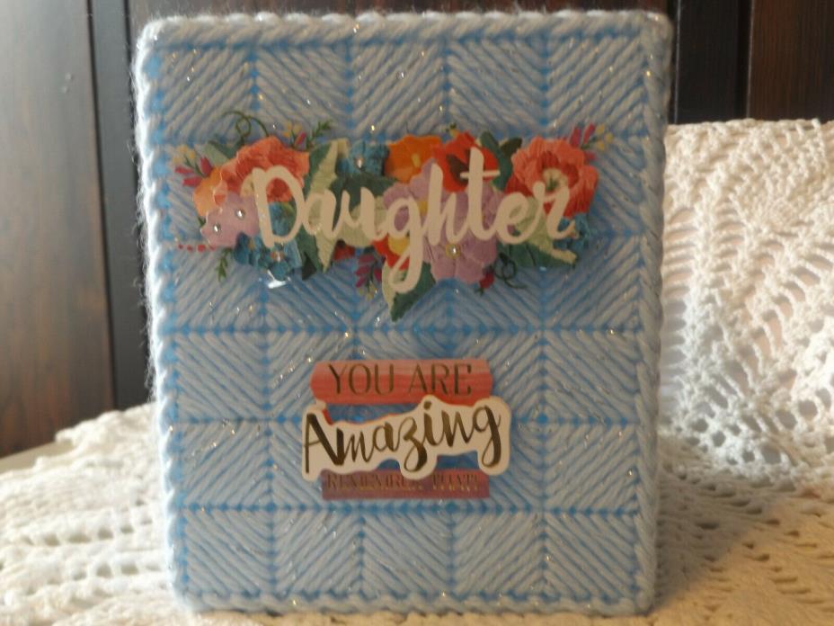 DAUGHTER  EMBELLISHMENTS - NEW / HANDMADE - TISSUE BOX COVER - PLASTIC CANVAS