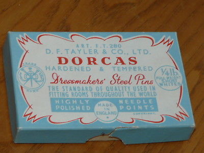 Vintage D.F. Tayler & Co LTD DORCAS Dressmakers' Steel Pins - Made in England