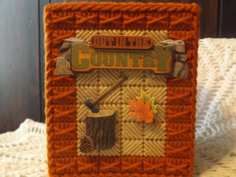 OUT IN THE COUNTRY / OUTDOOR / ROUGHING IT - NEW - HANDMADE - TISSUE BOX COVER
