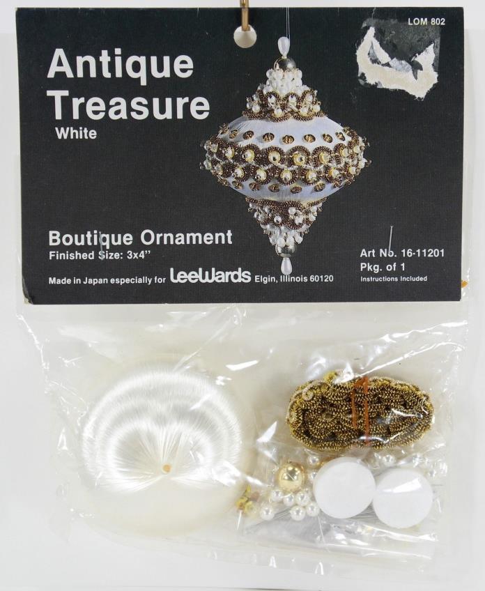 Vintage Ornament Kit Lee Wards Antique Treasure White, Beads, Sequins, 16-11201