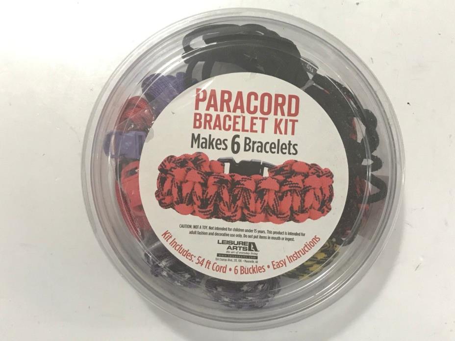 Paracord Bracelet Kit DIY Red,Purple,Black,YellowLeisure Arts Makes 6 Bracelets