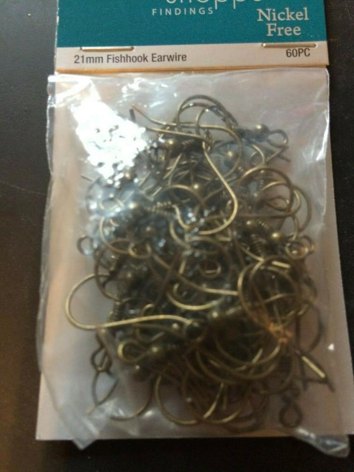 60 Piece Nickel Free Antique Gold 21 mm Fishhook Earwires