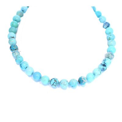 AAA TURQUOISE NECKLACE Knotted 12mm Round Beads*NewWorldGems
