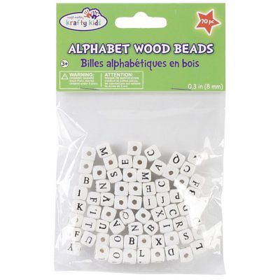 Multicraft Imports Wood Alphabet Beads 8mm 70 Per Package-White