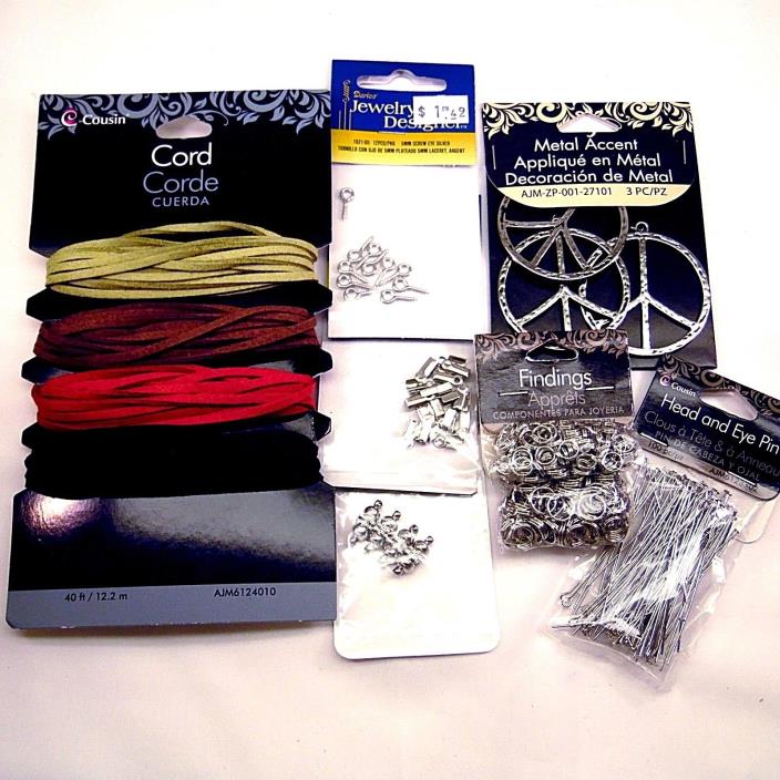 New Jewelry Making Supplies Lot/7 Cord Crimps Accents Clasps More