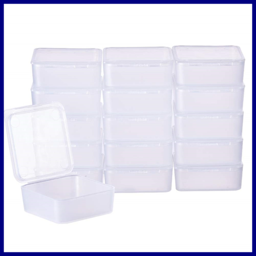 24 Pack Square Frosted Clear Plastic Bead Storage Containers Box