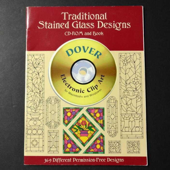 NEW Traditional Stained Glass Designs (Paperback) Book with CD-ROM Clip Art Idea