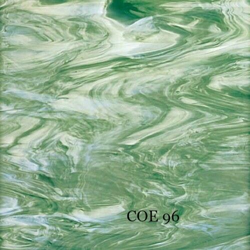 Spectrum COE 96 Sea Green on White Translucent Fusible Glass Sheet 82872SF