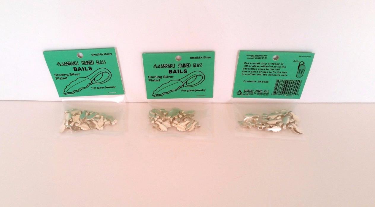 Aanraku Bails 25 Sterling Silver Plated bails for pendants. Glue on.
