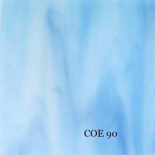COE 90 Wissmach White / Blue Semi Translucent 3mm Fusible Glass Sheet WF9029