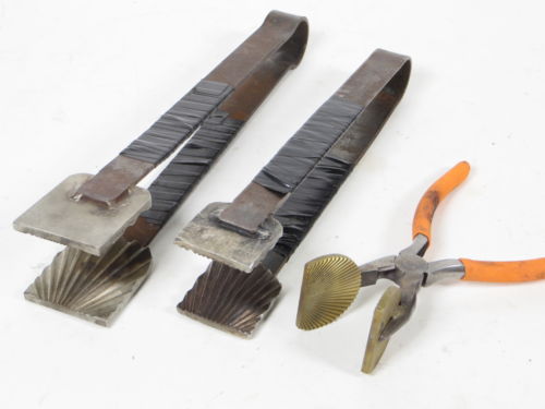 Glass Blowing Wing Ribbed Leaf Shell Masher Press Tools Lot
