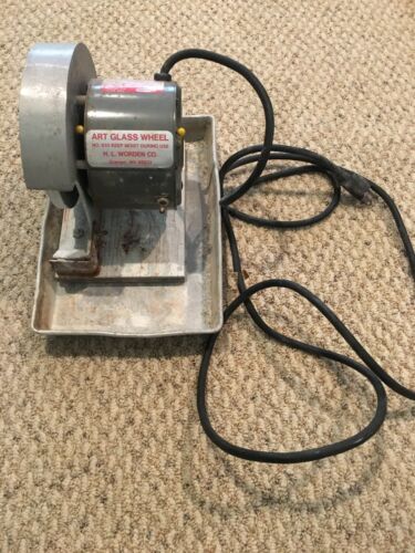 ART GLASS WHEEL GRINDING SMOOTHING H.L. WORDEN CO. ELECTRIC USED + MISC SUPPLIES