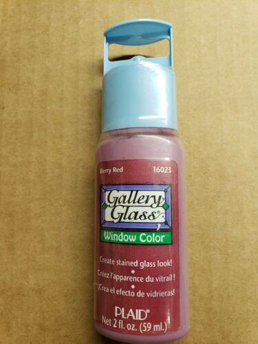 Plaid Gallery Glass Paint 16023 - 2 oz. Berry Red ~ Create Stained Glass Look