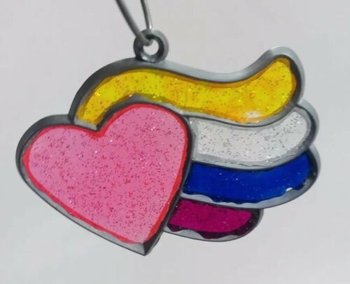 Vintage Makit & Bakit Rainbow Heart Suncatcher Window Key Chain Craft Ring