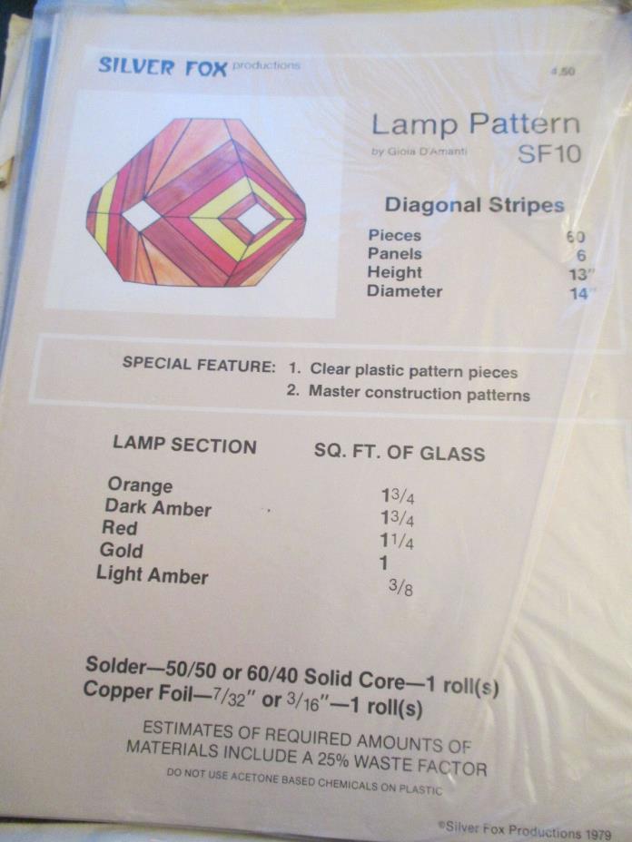SILVER FOX PRODUCTIONS STAINED GLASS LAMP SHADE PATTERN SF10 NIP C1979