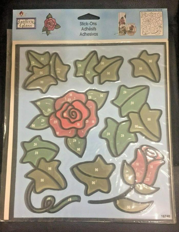 Plaid Gallery Glass #16748 Roses Adhesive Stick-Ons Detailed Design Outlines