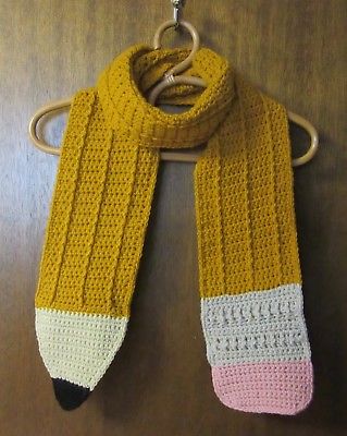 Hand Crochet PENCIL SCARF #2 Pencil Teacher Student