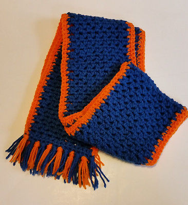 Handmade Scarf  Blue & Orange Unisex  7