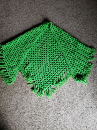 Hand crocheted shawl Green  Homemade USA