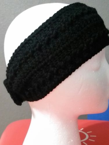 Handmade Ear warmer, headband, crochet, very soft and warm. Black