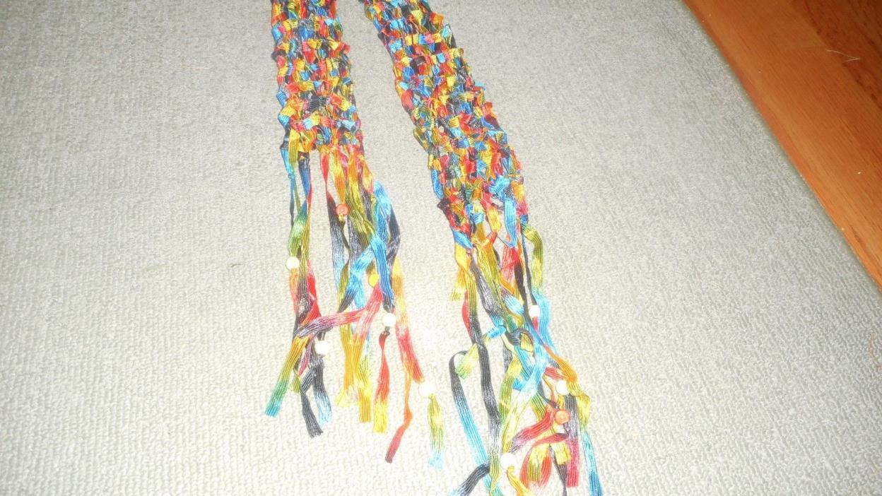 Multi Colored Knitted Ribbon Yarn Scarf