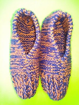 Men's Hand Knit Slippers - Navy and Orange for Chicago Bears