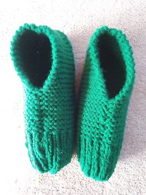 Men's Hand Knit Slippers - Paddy Green - Knitted with two strands