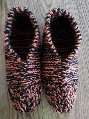 Men's Hand Knit Slippers - Black and Orange for Harley Davidson