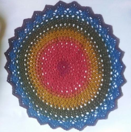 Handmade Crochet Multi Color Mandala Small Rug 24