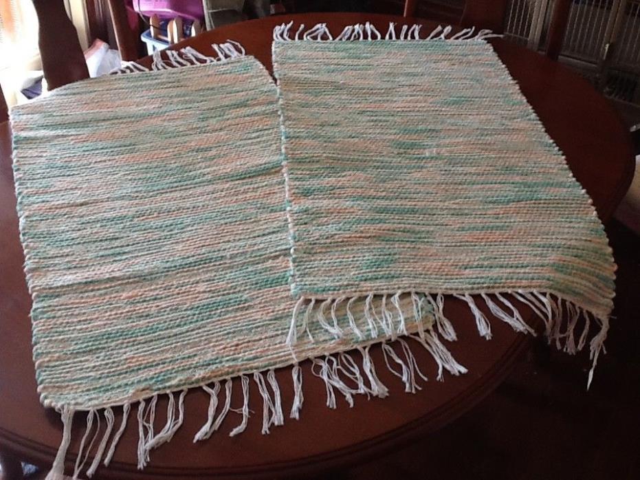 Two 20x36 inch Blended Cord Rag Rug. Machine Washable. Made in the USA by seller