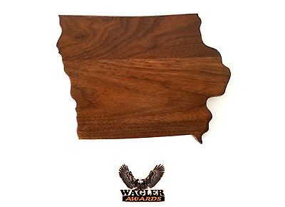 Walnut Wood Iowa State Shaped Wall Plaque, 10